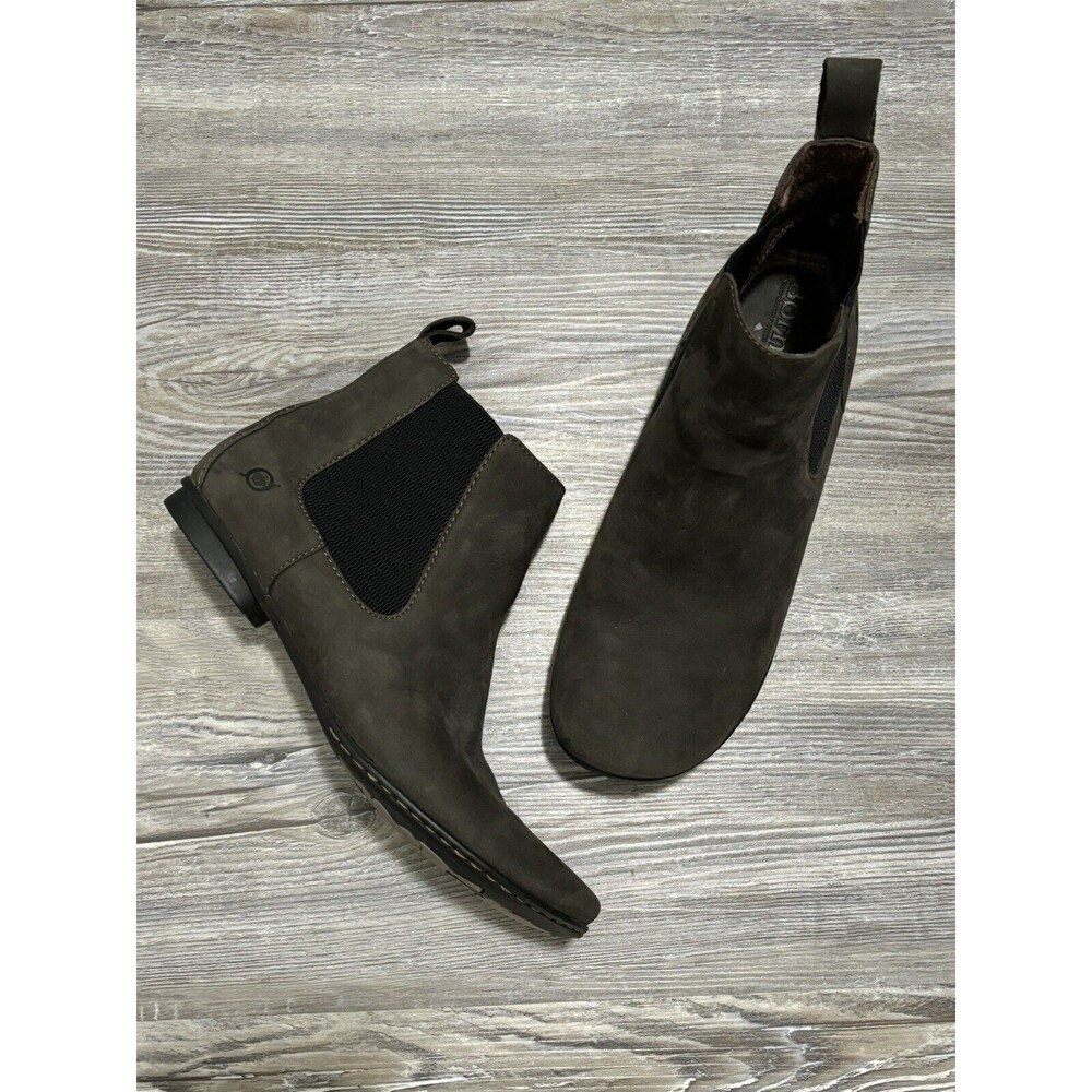 Born Womens Leather Chelsea Boots Size 8.5 US 40 EU Slip On Gray Nubuck Minimal